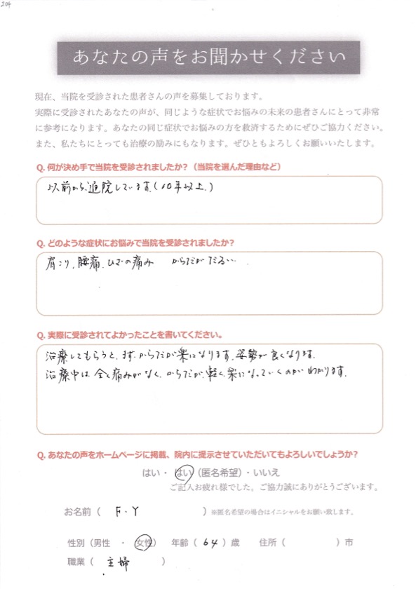 患者さんの声アンケート