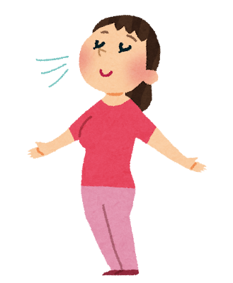 深呼吸してリフレッシュする女性のイラスト