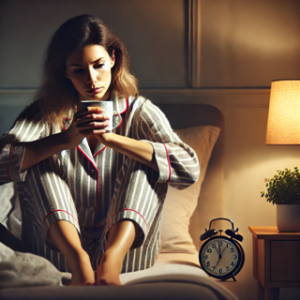 夜眠れずに困っている女性の画像