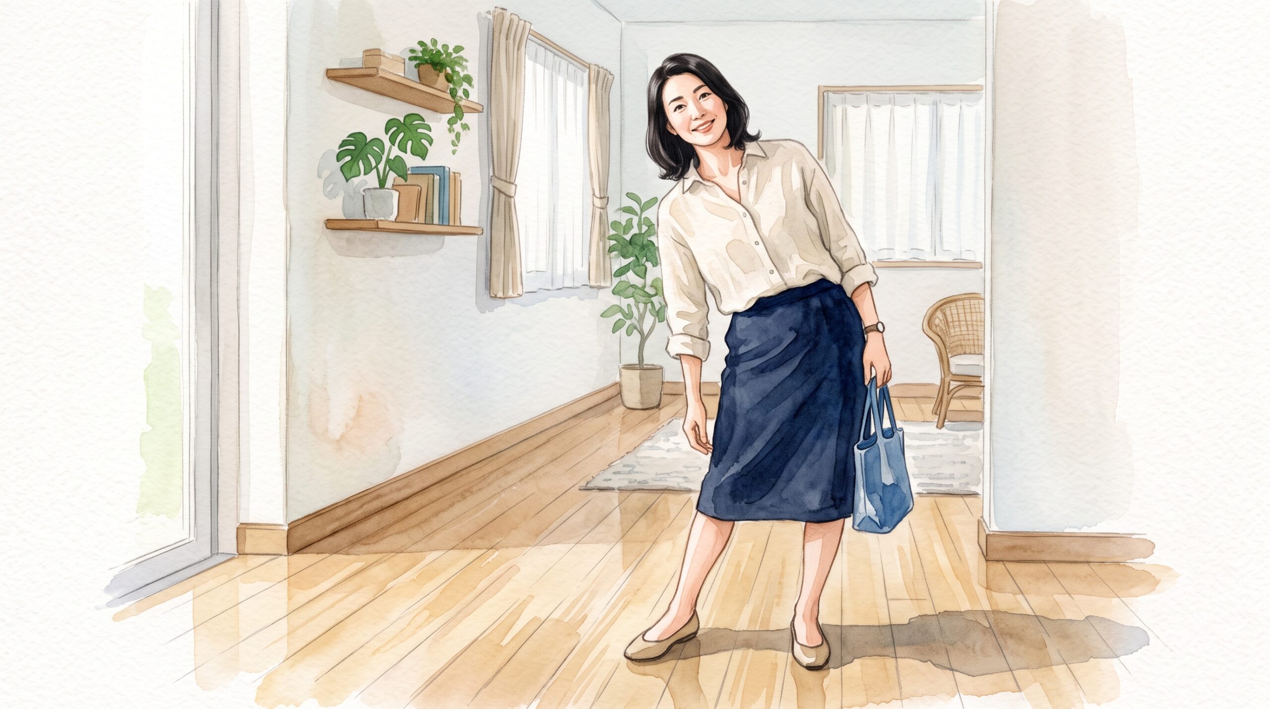 重心が片側に傾いている人の立ち姿のイラスト