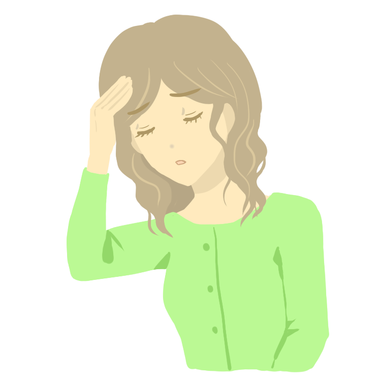 めまいで頭を押さえる女性のイラスト