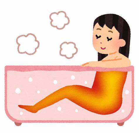 お風呂で体を温めている人のイラスト