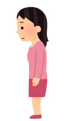背中が丸まった悪い姿勢の女性のイラスト