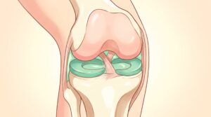 膝の関節とクッションの軟骨（半月板）のイメージイラスト