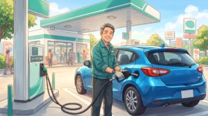 車に給油している満タンのイメージイラスト
